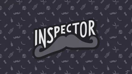 Vintage music-themed HD PC desktop wallpaper: bold INSPECTOR logo atop a stylized mustache with retro barber/music icons; InspectorDubplate YouTube aesthetic.