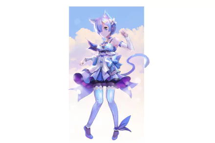 Rem from Re:Zero - Starting Life in Another World is depicted in a detailed, vibrant 4K Ultra HD anime-style wallpaper with a soft sky background.