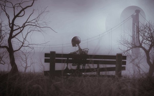 Dark Skeleton Bench HD Wallpaper | Background Image