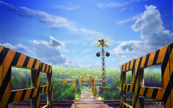 Anime Original Field Peace Grass Sky Cloud HD Wallpaper | Background Image