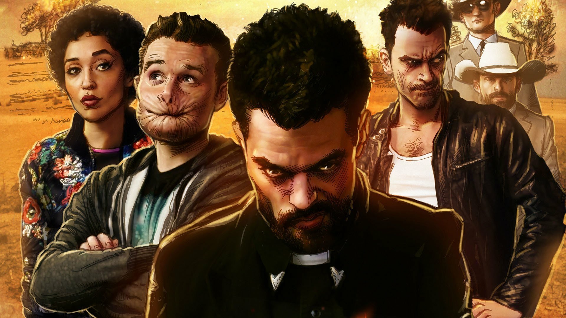 Download Tulip O'Hare Ruth Negga Cassidy (Preacher) Joseph Gilgun Dominic Cooper Jesse Custer TV Show Preacher HD Wallpaper
