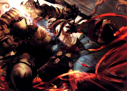 HD anime desktop wallpaper from Overlord featuring an intense battle scene with dark, compelling artwork.