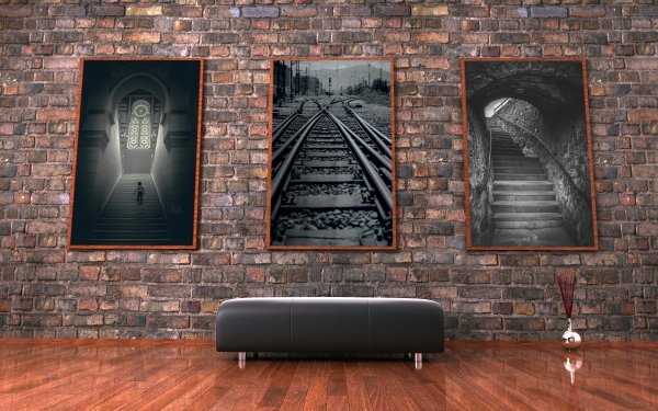 Man Made Room Living Room Sofa Brick HD Wallpaper | Background Image
