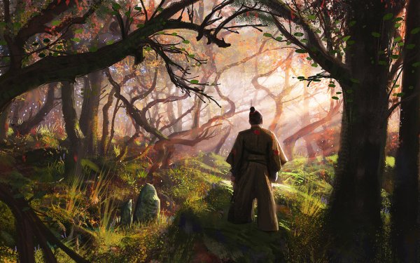 Fantasy Samurai Forest Tree HD Wallpaper | Background Image