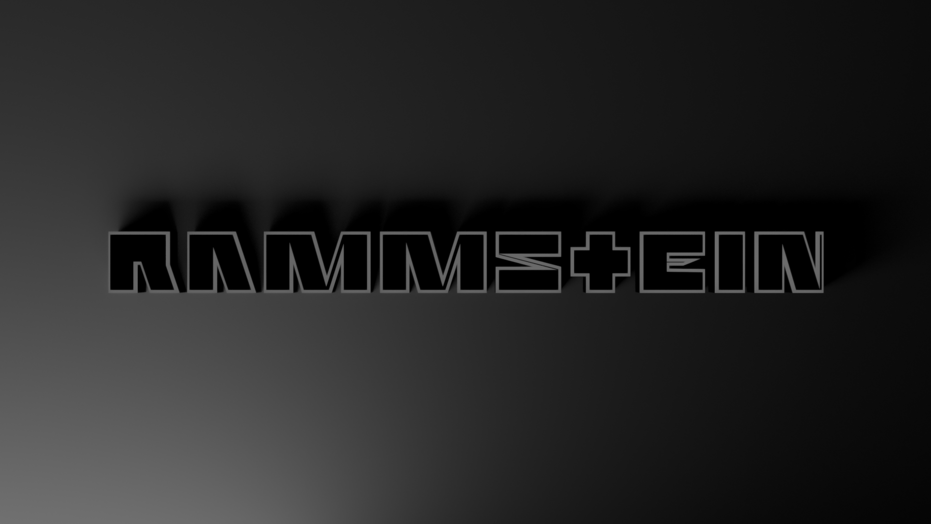 Black-and-white 4K Ultra HD PC desktop wallpaper with a bold Rammstein logo centered on a dark gradient background.