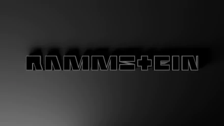Black-and-white 4K Ultra HD PC desktop wallpaper with a bold Rammstein logo centered on a dark gradient background.