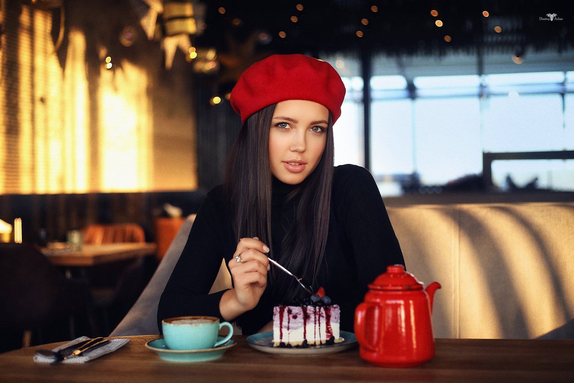 Download Depth Of Field Hat Blue Eyes Black Hair Woman Model HD Wallpaper by Dmitry Arhar