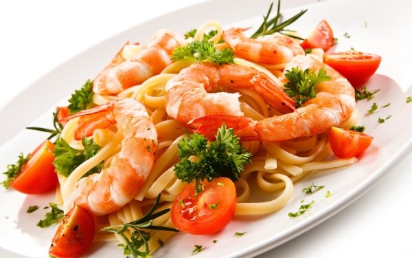 Food Shrimp Seafood Crustacean Tomato Meal Pasta HD Wallpaper | Background Image