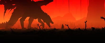 Silhouetted Darkeater Midir dragon against a red-orange sky in a Dark Souls III-inspired dark gaming scene, rendered in 4K Ultra HD for PC desktop wallpaper.