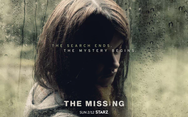 HD wallpaper of The Missing featuring a somber individual with text The search ends. The mystery begins for desktop background.