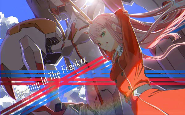 tongue sunbeam robot uniform smile green eyes horns Zero Two (Darling in the FranXX) pink hair long hair Anime Darling in the FranXX HD Desktop Wallpaper | Background Image