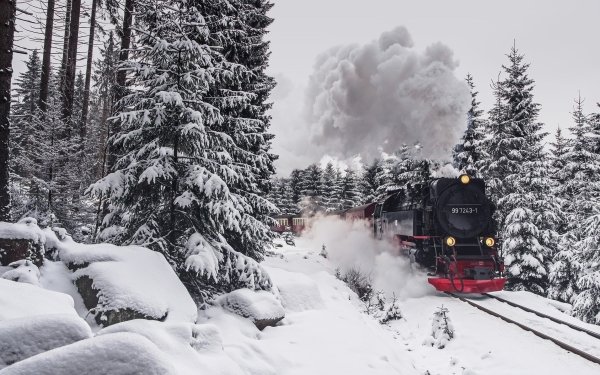 Vehicles Train Steam Train Winter Snow HD Wallpaper | Background Image