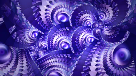 HD PC desktop wallpaper featuring an intricate abstract fractal design in varying shades of purple, creating a dynamic and mesmerizing visual effect.