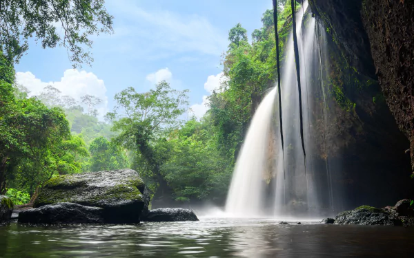 greenery nature waterfall HD Desktop Wallpaper | Background Image