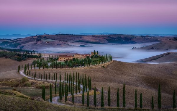 Photography Tuscany Landscape Italy Road Hill Fog HD Wallpaper | Background Image