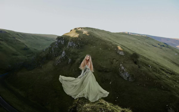  Girl in Gown on Cliff by Rosie Hardy