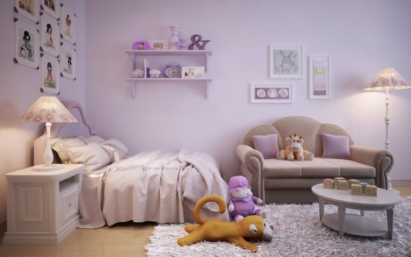 Man Made Room Bedroom Bed Furniture Stuffed Animal HD Wallpaper | Background Image