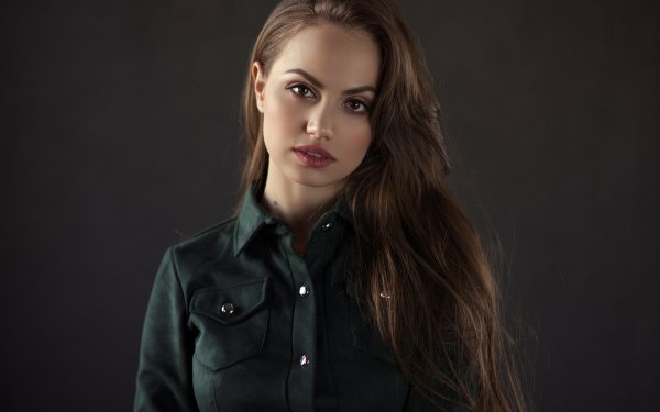 Women Model Brunette Long Hair Brown Eyes Lipstick HD Wallpaper | Background Image
