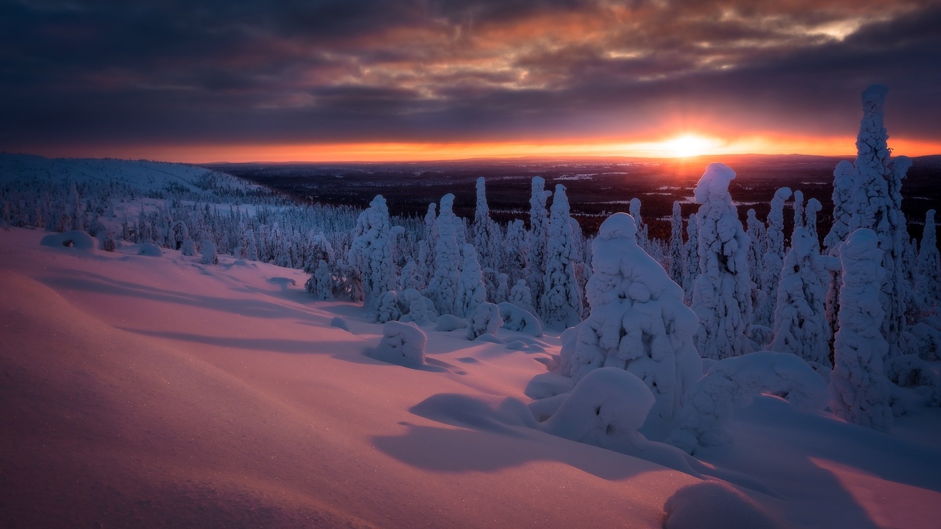 Download Horizon Cloud Landscape Snow Winter Nature Sunrise HD Wallpaper