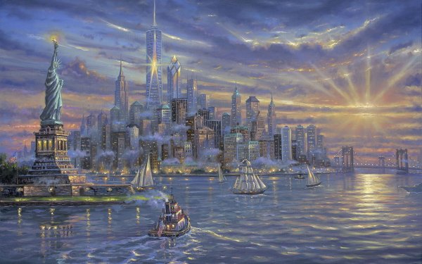 Artistic Painting Statue of Liberty New York City HD Wallpaper | Background Image