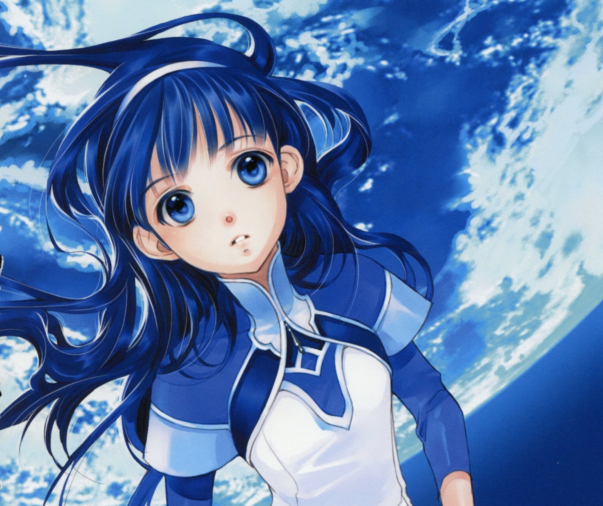 Download Earth Blue Eyes Blue Hair Long Hair Anime Original HD Wallpaper by Shiina Yuu