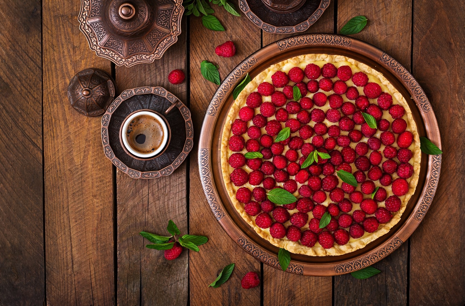 Download Raspberry Berry Coffee Still Life Fruit Pastry Food Pie 4k