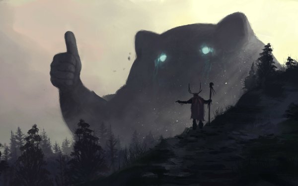 Fantasy Druid Spirit Giant Cat HD Wallpaper | Background Image