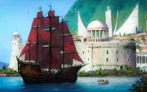 Fantasy Ship City HD Wallpaper | Background Image
