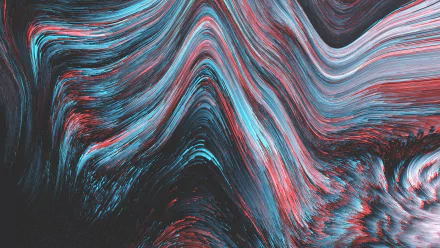 HD PC desktop wallpaper featuring an abstract pixel sorting design with vibrant red, blue, and black flowing waves creating a dynamic and textured visual effect.