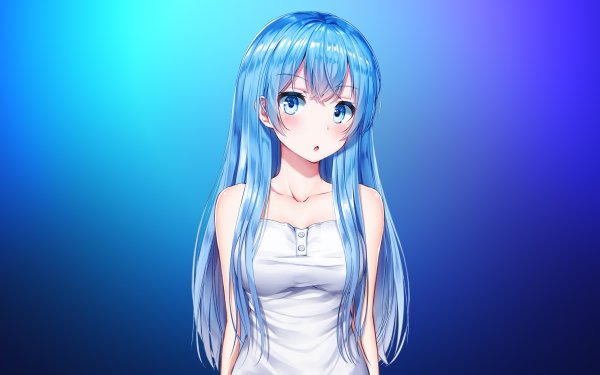 Anime Girl Blue Eyes Blue Hair Long Hair HD Wallpaper | Background Image