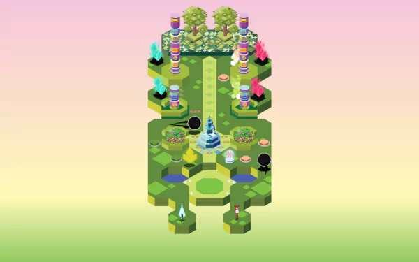 HD desktop wallpaper of Umiro game with colorful isometric landscape and puzzle elements.