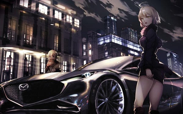 Anime Fate/Grand Order Fate Series Avenger Saber Alter Jeanne d'Arc Alter Artoria Pendragon Car Night Mazda HD Wallpaper | Background Image