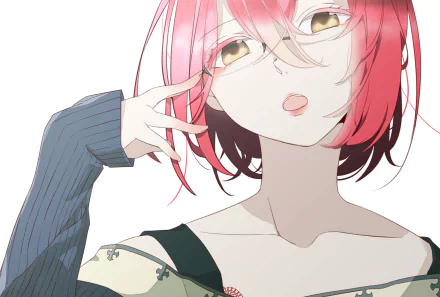 HD desktop wallpaper featuring Gowther from The Seven Deadly Sins anime. Gowther is shown with pink hair, glasses, and a casual outfit against a plain background.