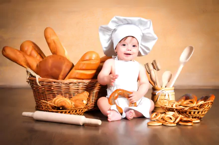 cute chef bread photography baby HD Desktop Wallpaper | Background Image