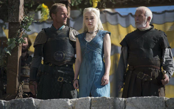 Ian McElhinney Emilia Clarke Iain Glen Barristan Selmy Daenerys Targaryen Jorah Mormont TV Show Game Of Thrones HD Desktop Wallpaper | Background Image