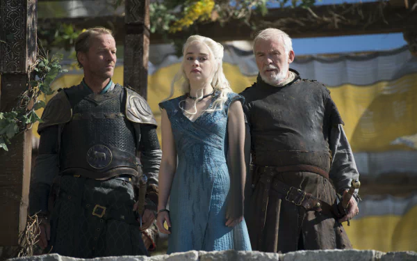 Ian McElhinney Emilia Clarke Iain Glen Barristan Selmy Daenerys Targaryen Jorah Mormont TV Show Game Of Thrones HD Desktop Wallpaper | Background Image