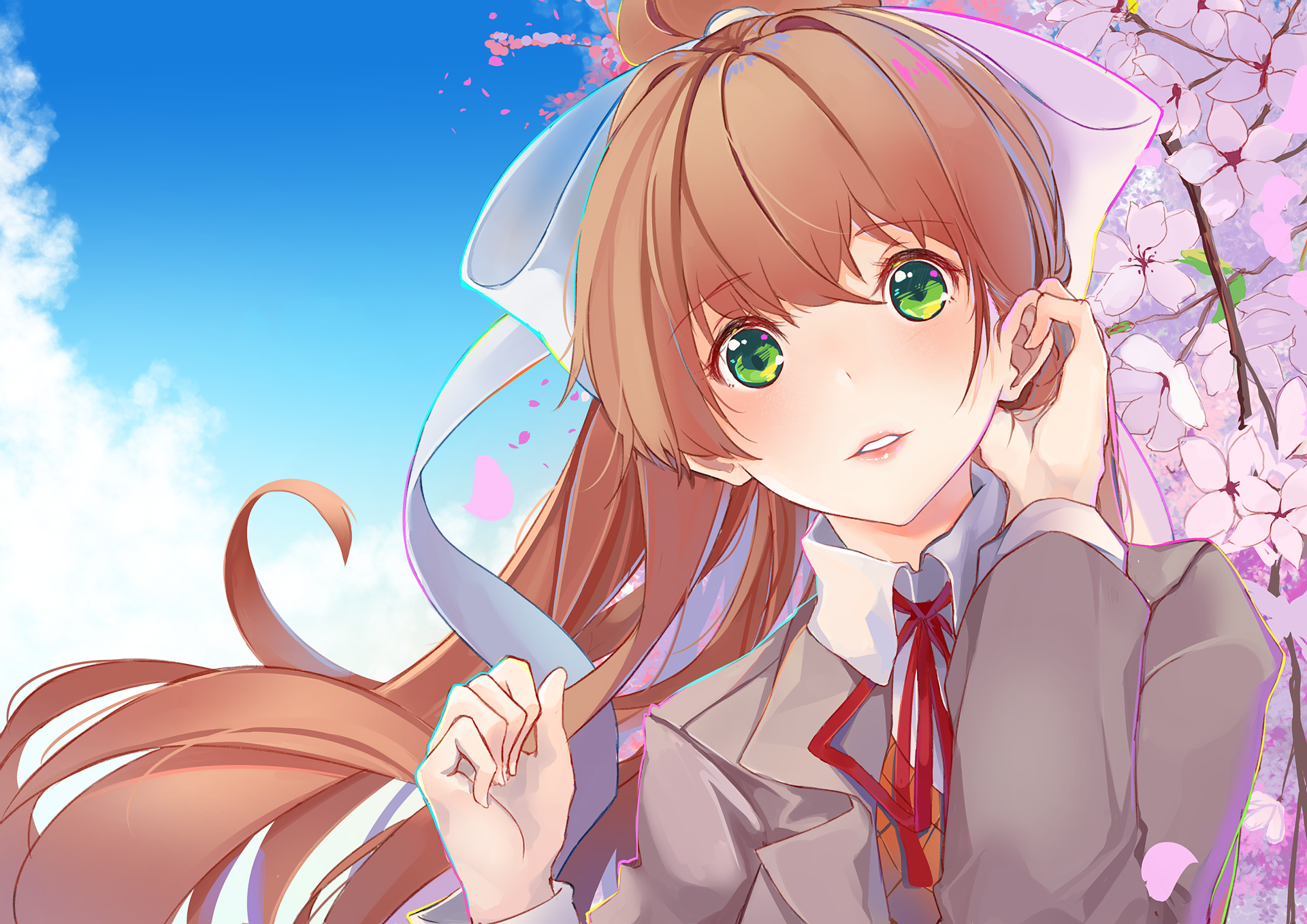 HD wallpaper: Doki Doki Literature Club, anime girls, Monika (Doki