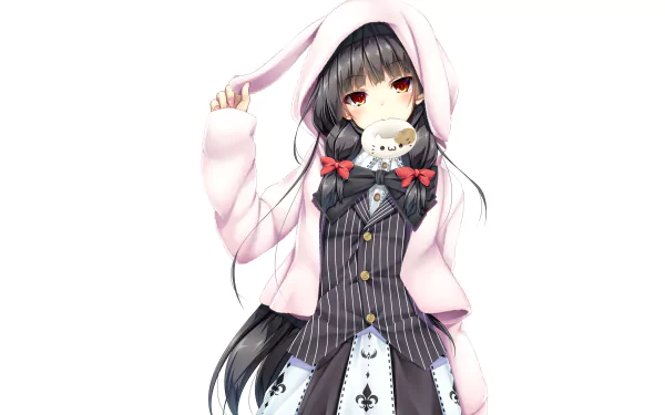 Anime-style 4K Ultra HD desktop wallpaper featuring Isokaze from Kantai Collection, wearing a pink hoodie and holding a small white bird.