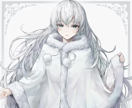 white eyes white hair long hair Anime Original HD Desktop Wallpaper | Background Image