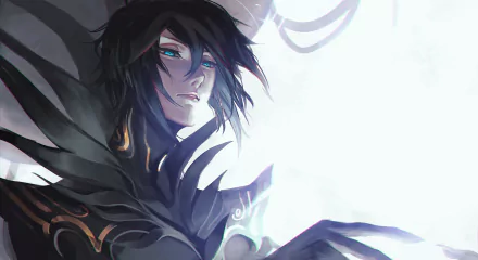 armor blue eyes black hair short hair Anime Original HD Desktop Wallpaper | Background Image