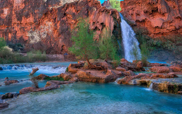 Arizona waterfall nature havasu falls HD Desktop Wallpaper | Background Image