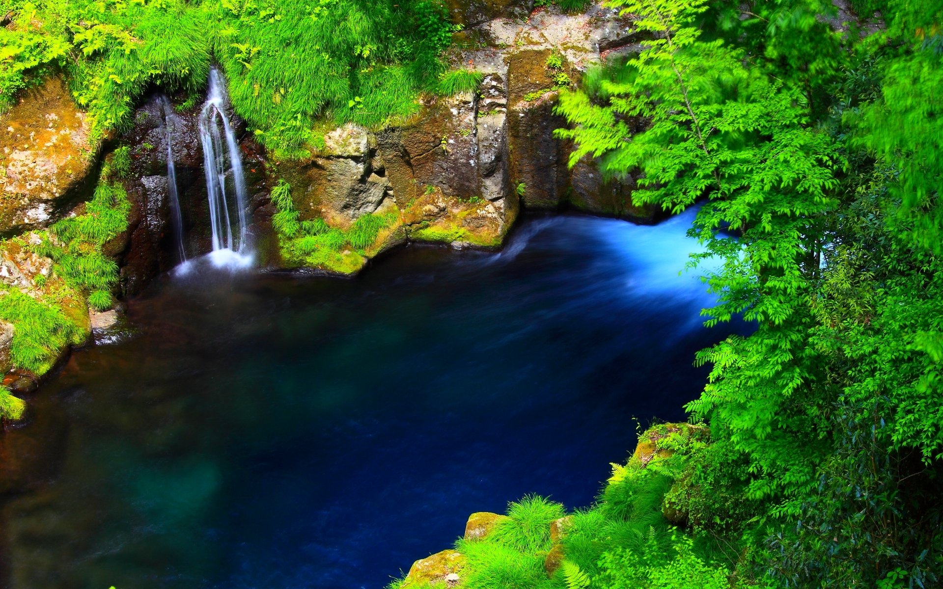Download Pond Nature Waterfall HD Wallpaper