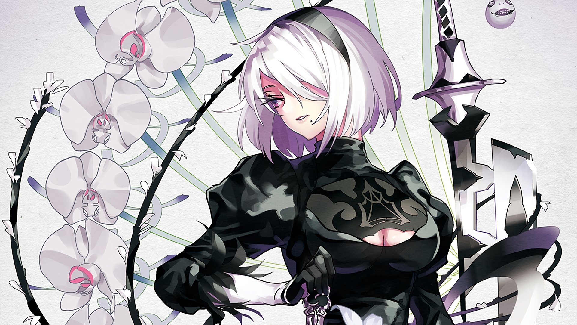 B wallpaper. NIER: Automata. Обои ниер автомата. NIER 2b обои. NIER Automata обои на рабочий стол.