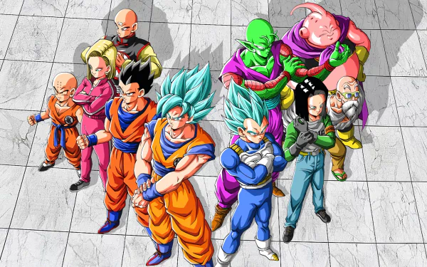 Majin Buu Master Roshi (Dragon Ball) Android 17 (Dragon Ball) Piccolo (Dragon Ball) Vegeta (Dragon Ball) Goku Gohan (Dragon Ball) Tien Shinhan (Dragon Ball) Android 18 (Dragon Ball) Krillin (Dragon Ball) Anime Dragon Ball Super Goku & Vegeta HD Desktop Wallpaper | Background Image