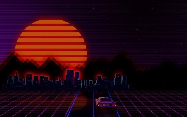 Artistic Retro Retro Wave Car City HD Wallpaper | Background Image