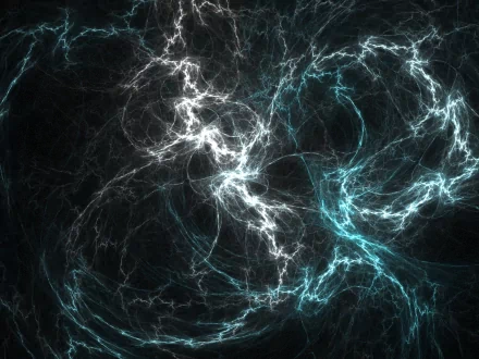 An abstract HD desktop wallpaper featuring dynamic, swirling patterns of cool blue and white light against a dark background, creating an energetic and captivating visual experience.