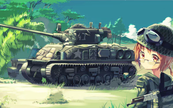 green hair goggles glasses orange eyes orange hair short hair tank Anime Original HD Desktop Wallpaper | Background Image