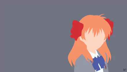 Minimalist HD PC desktop wallpaper of Chiyo Sakura from Monthly Girls’ Nozaki-kun: faceless anime portrait with orange hair, red bows and school uniform on a muted gray background.