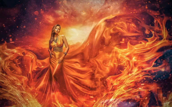  Girl in Fiery Gown