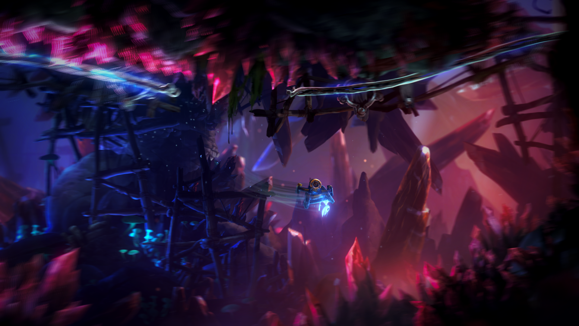HD desktop wallpaper from Ori and the Will of the Wisps featuring Ori in a mystical, glowing forest.